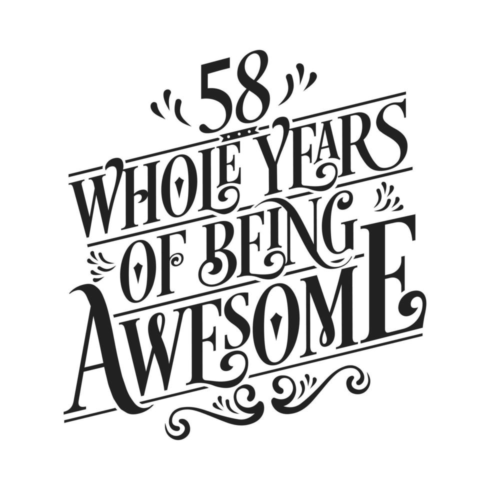 58 Years Birthday and 58 years Anniversary Celebration Typo vector