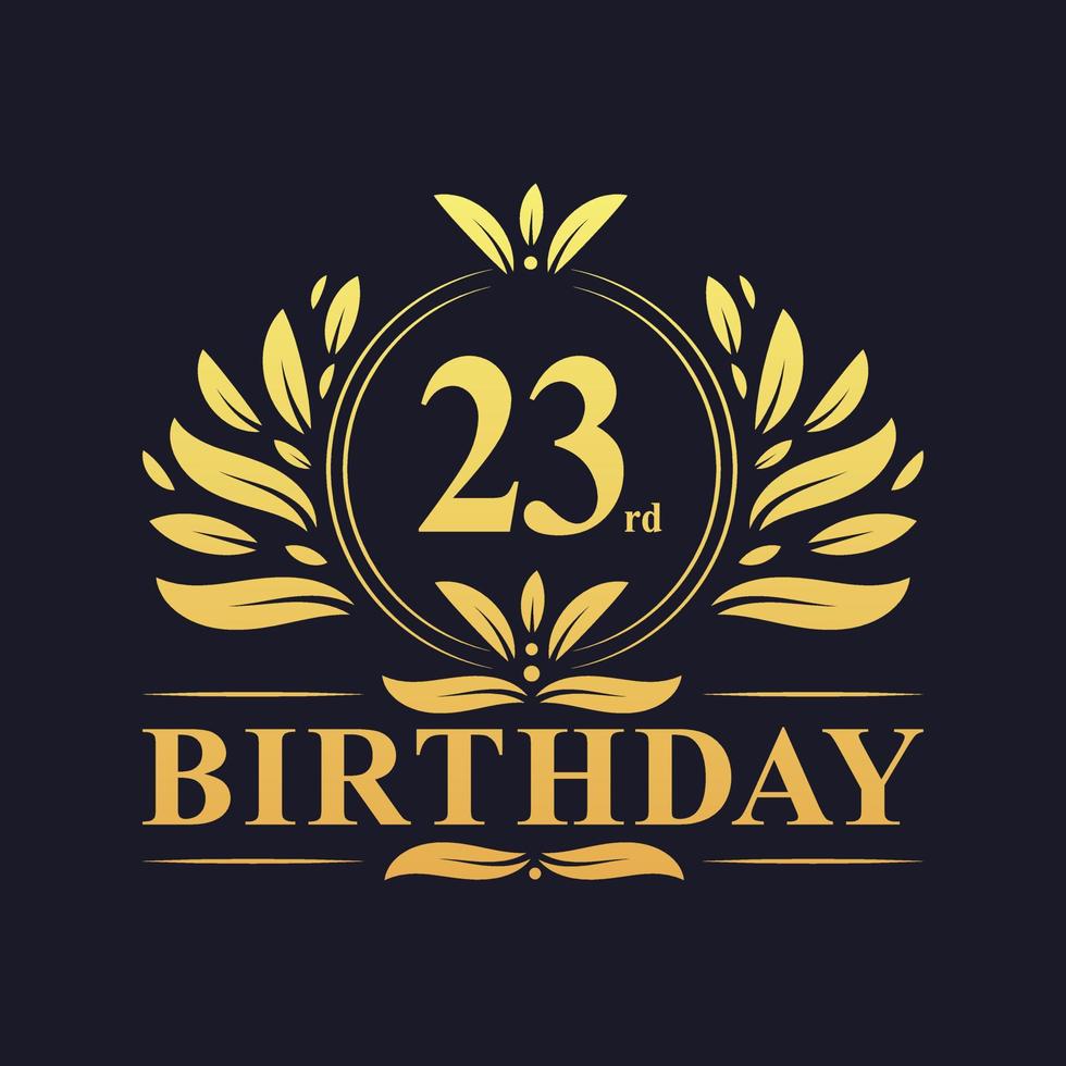 Luxury 23rd Birthday Logo, 23 years celebration. vector