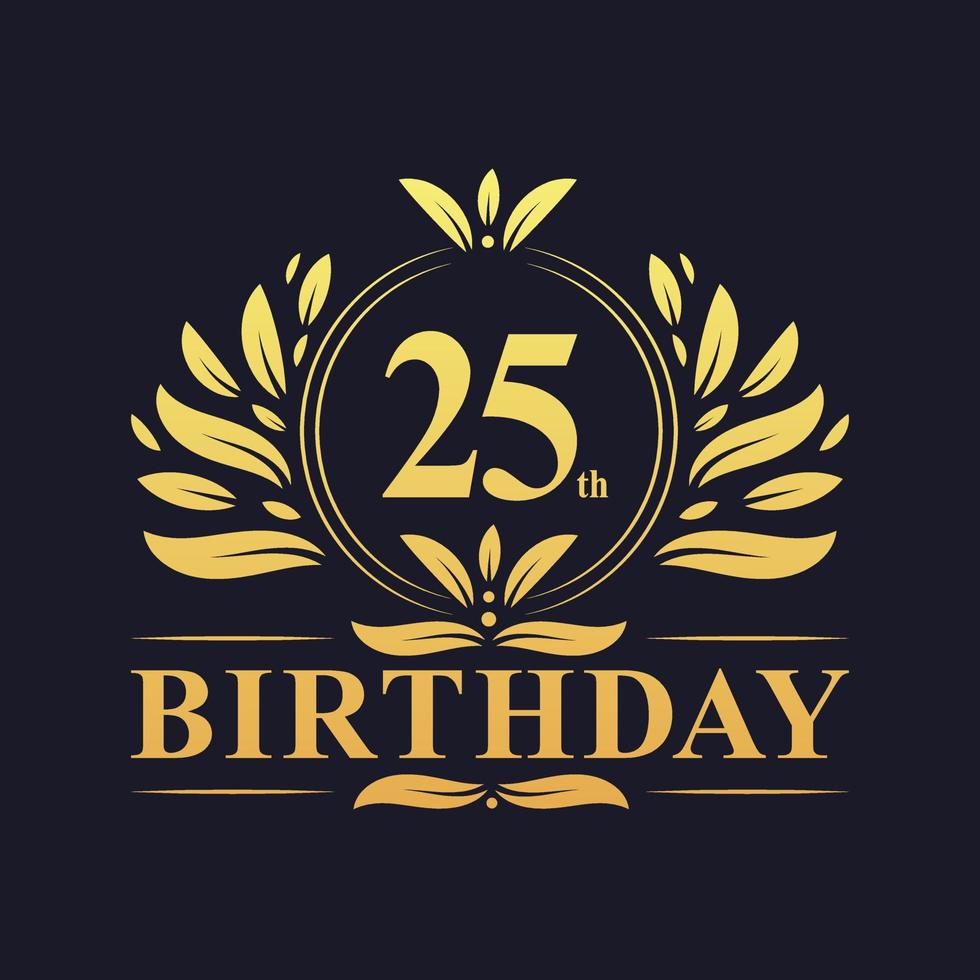 Luxury 25th Birthday Logo, 25 years celebration. vector