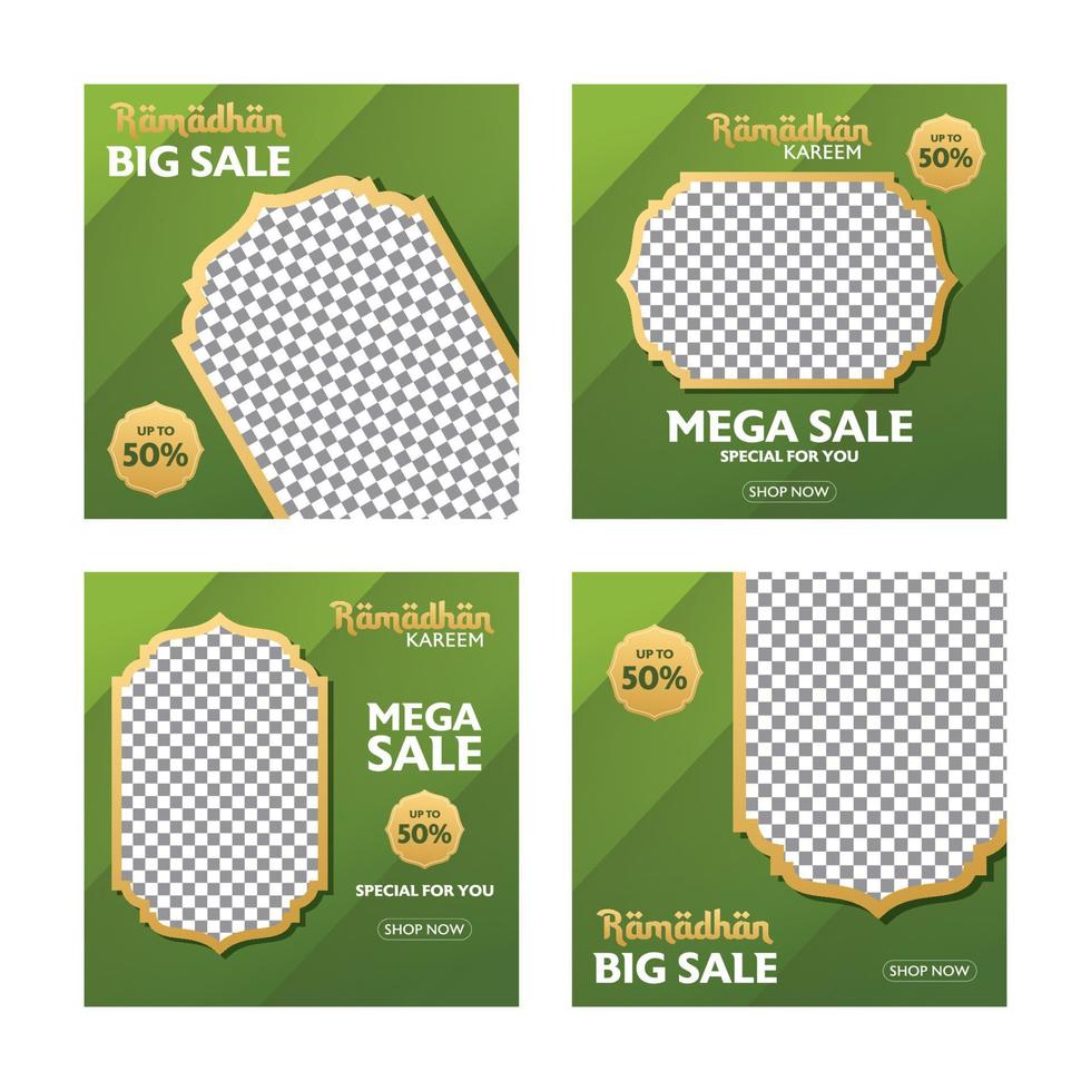 Editable templates for promotions on the Ramadan holidays, for post on social media, there is space for product photos in Islamic form. vector