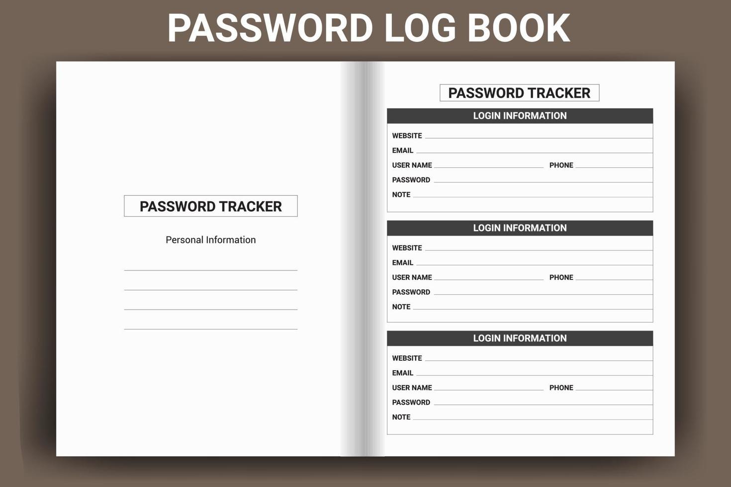 Password logbook tracker, Diary, Password Tracker, Password Log Book, Diary Publishing, vector