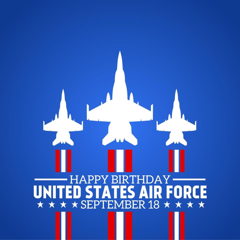 Símbolo de icono de tema de cumpleaños de la fuerza aérea de los Estados Unidos. ilustración vectorial adecuado para carteles, pancartas, campañas y tarjetas de felicitación. vector