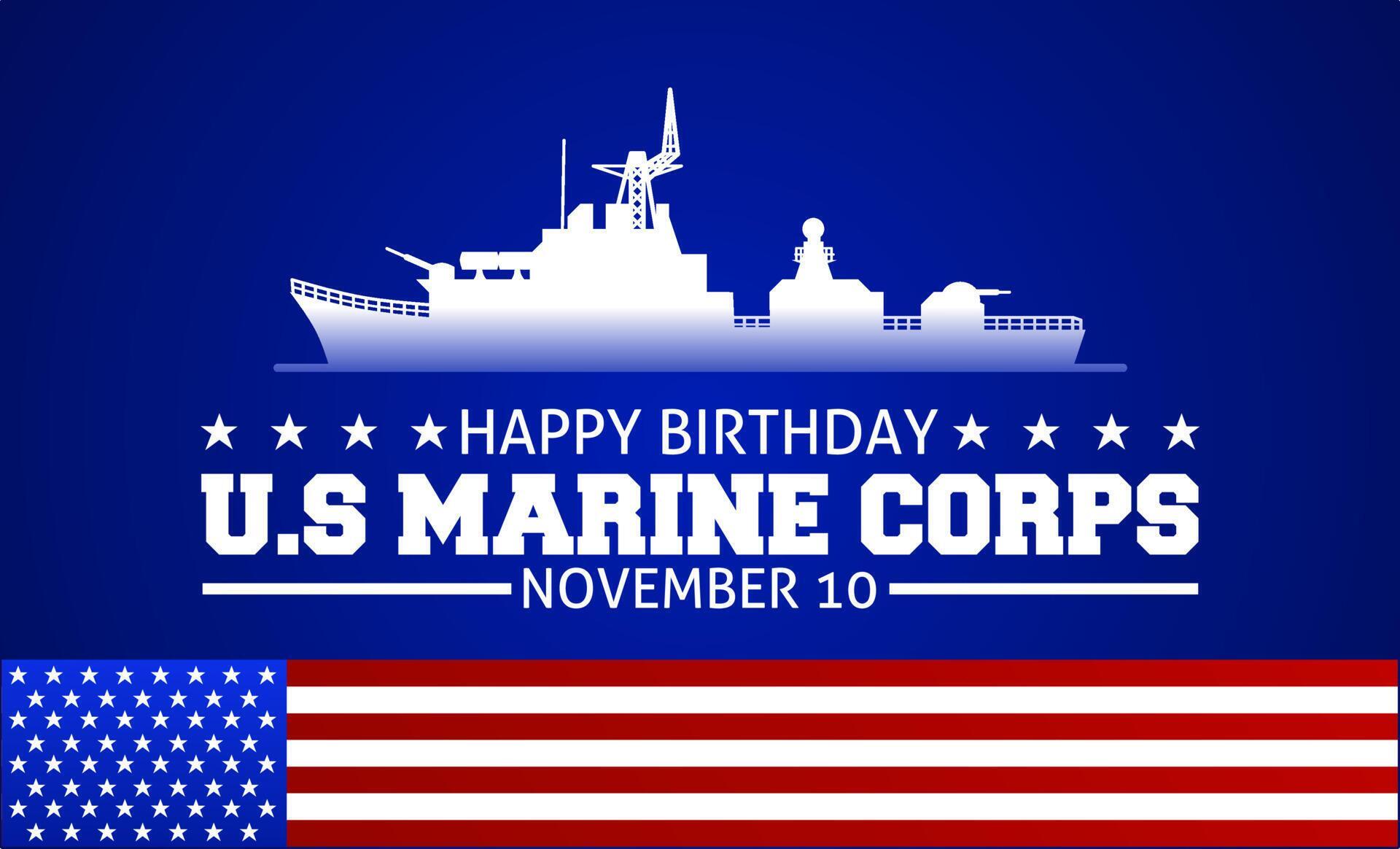 Happy birthday United States Marine corps theme. Vector illustration