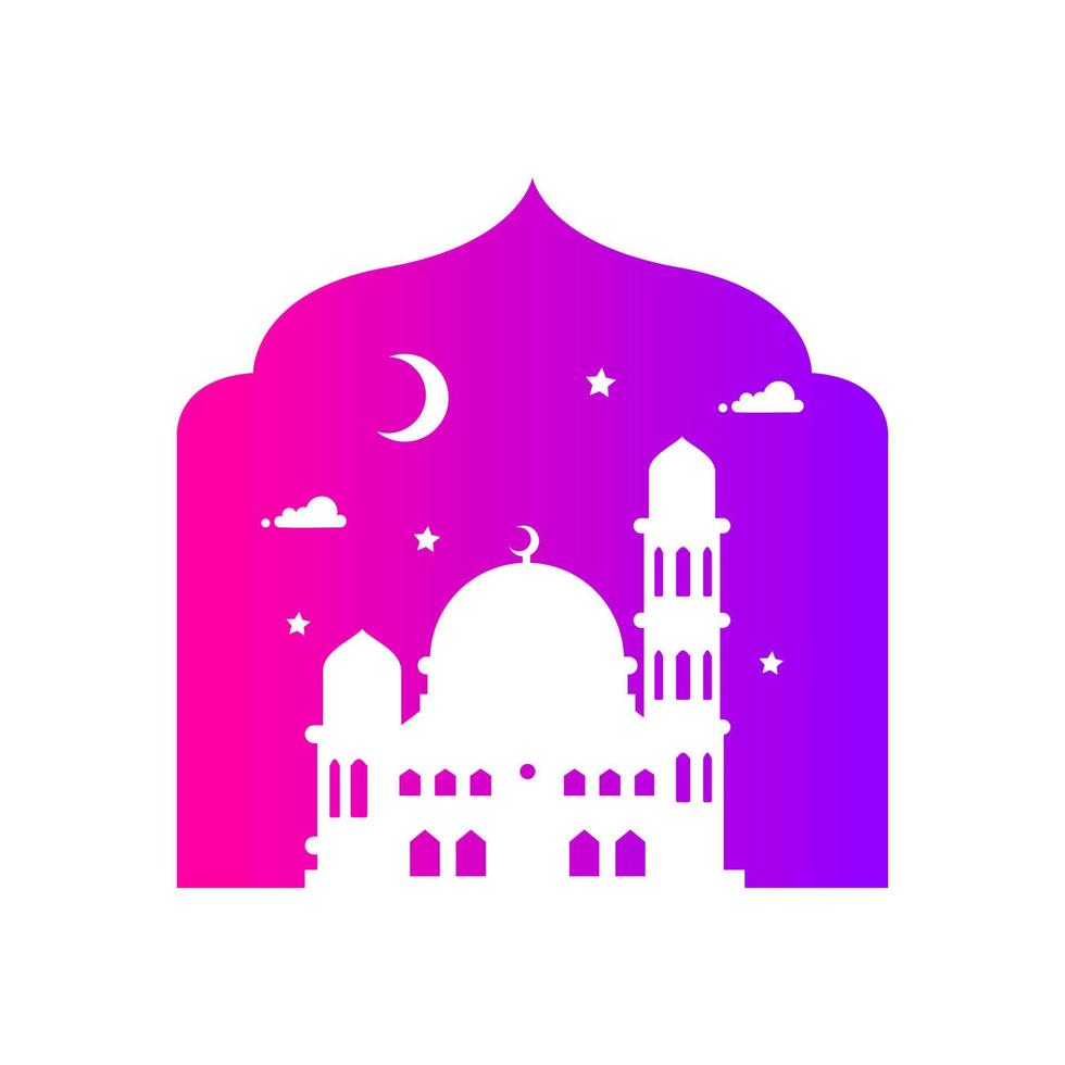 Ramadan mosque blue purple simple vector design