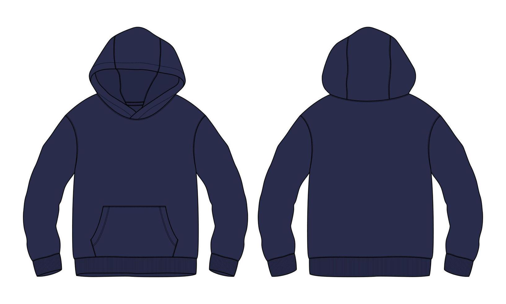 Long sleeve hoodie technical fashion Flat sketch vector illustration ...