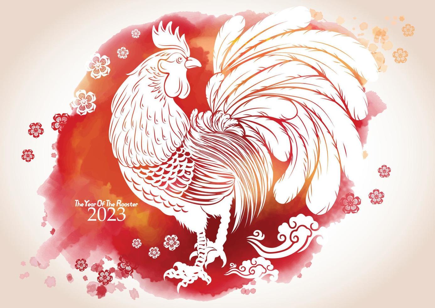 Tarjeta de felicitación de año nuevo chino 2023 con fondo de salpicaduras de acuarela. ilustración vectorial vector