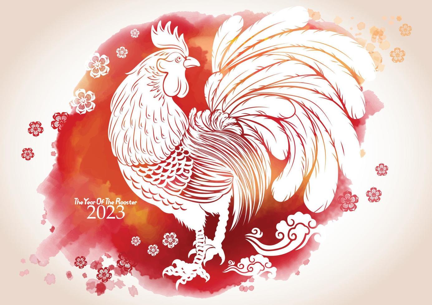 2023 Chinese New Year Greeting Card with Watercolor splash Background. Vector illustration.