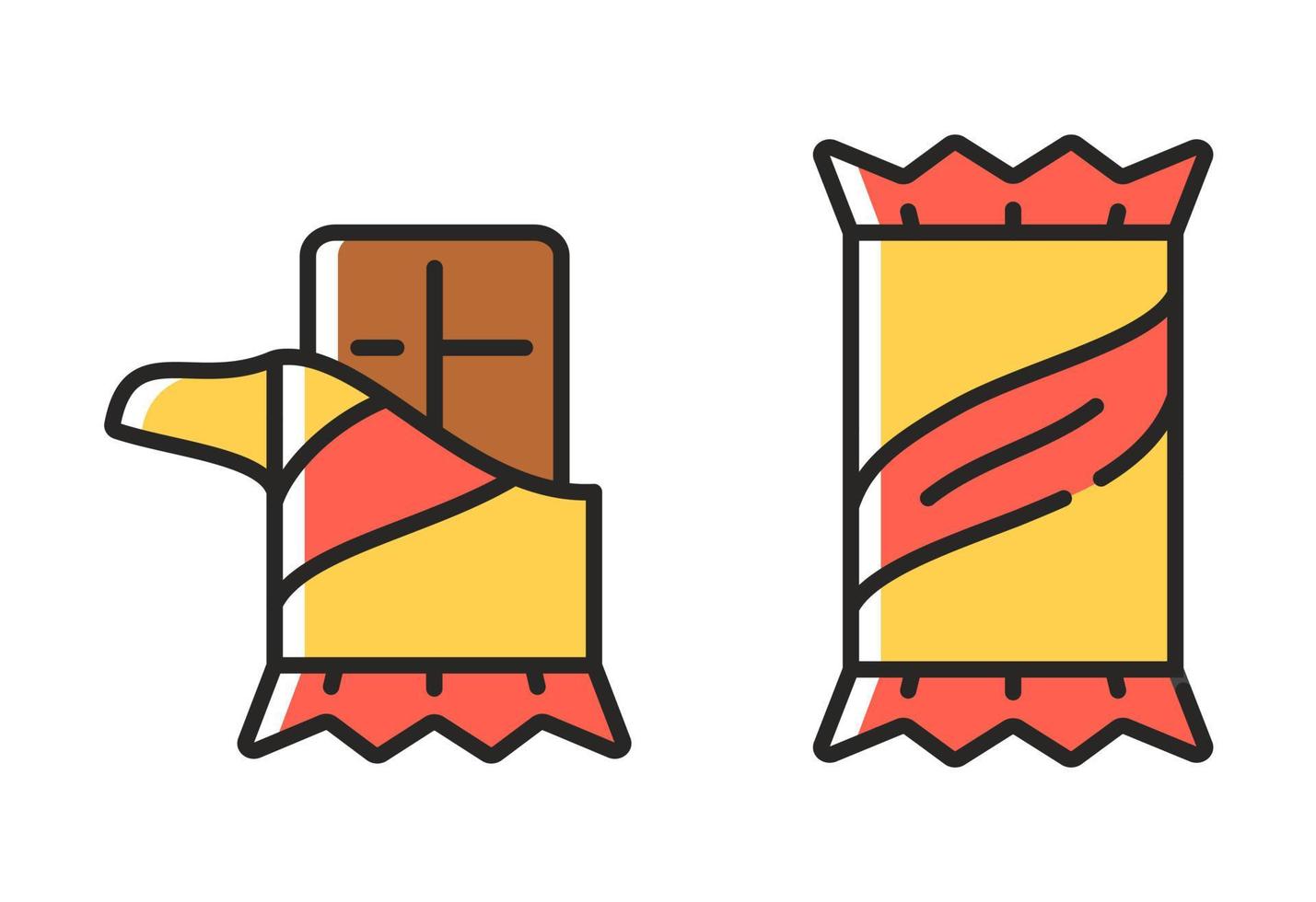 Chocolate Bar icons. Simple Linear symbols in color. Vector illustrations.