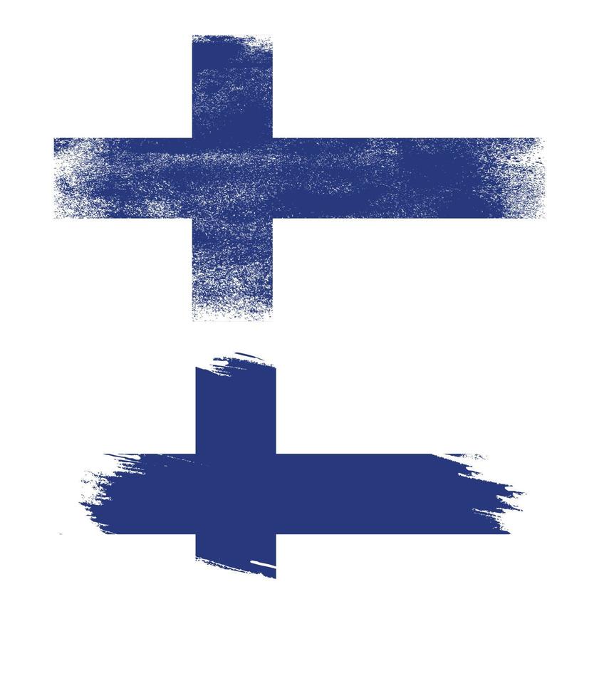 bandera finlandesa en estilo grunge vector