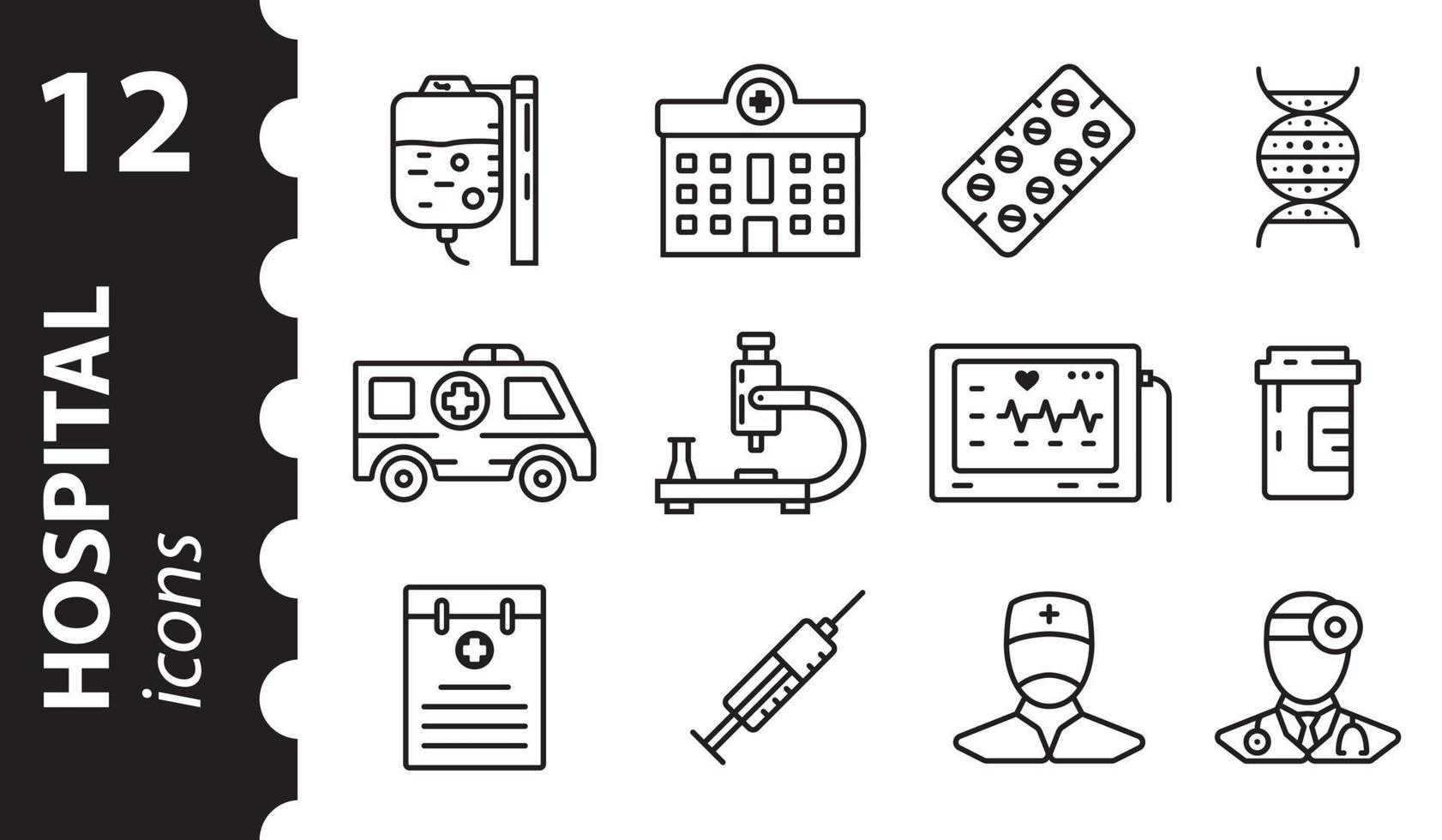 Medical icon set. Signs and symbols in line style. vector