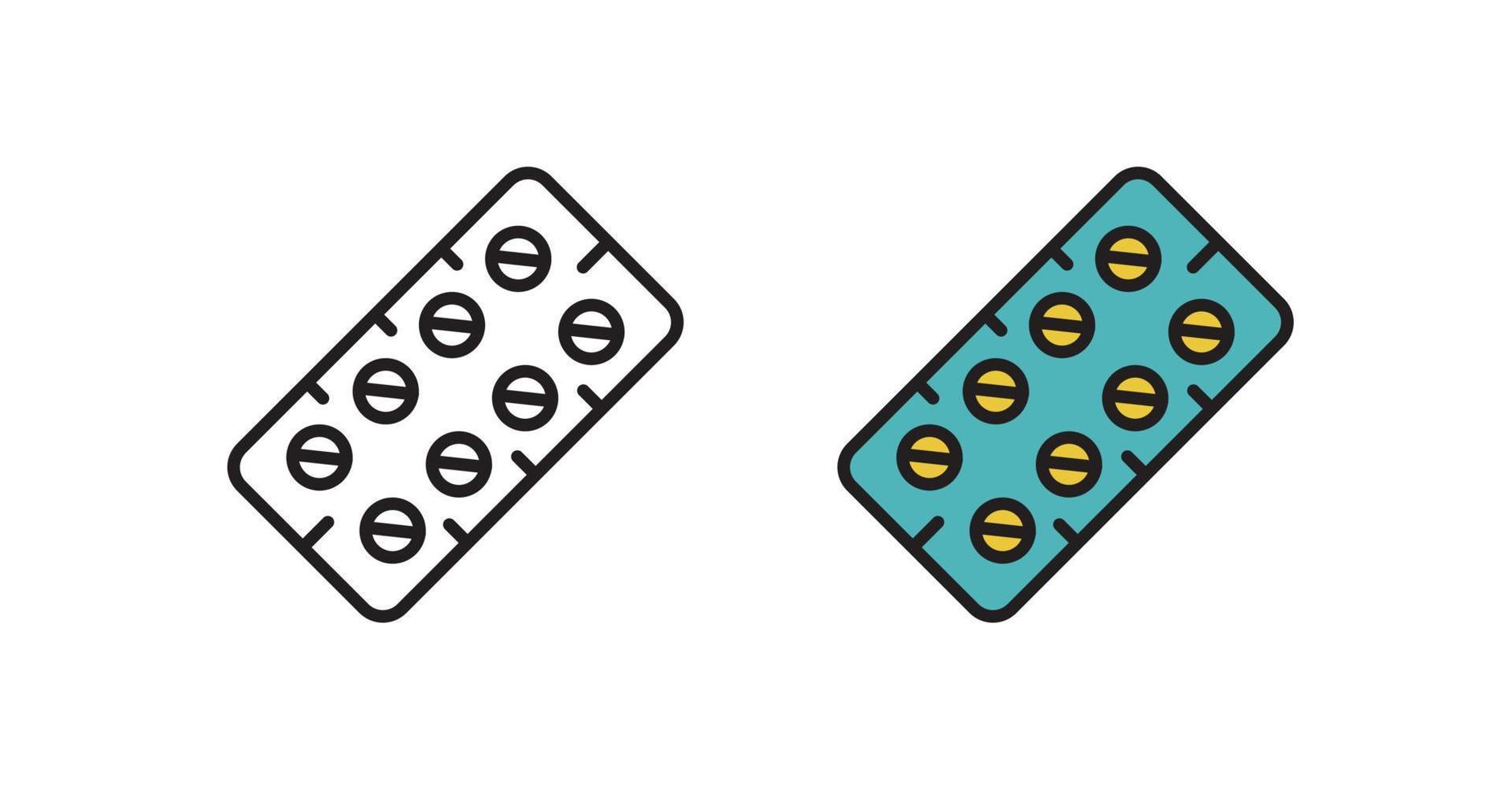 Pill icon in modern flat style. Illustration a tablet on white isolated background. vector