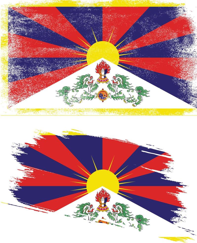 tibet flag in grunge style vector