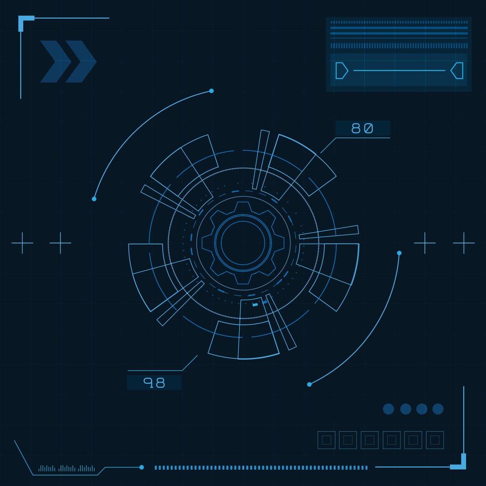 plantilla abstracta de tecnología futurista, interfaces de usuario virtuales innovadoras, hud, vector de fondo de velocidad de flecha