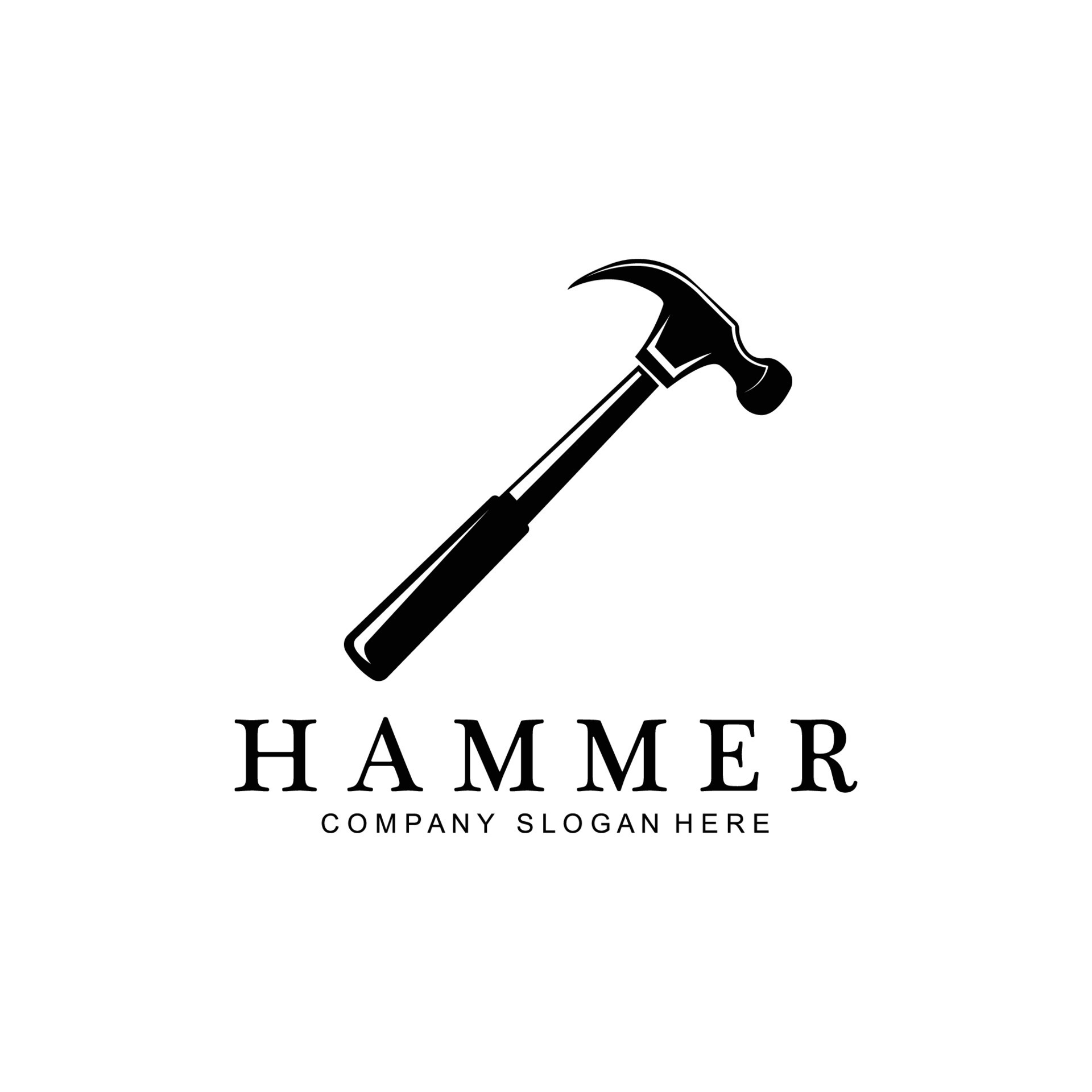 hammer, building construction tools and judge logo vector icon, vintage retro design