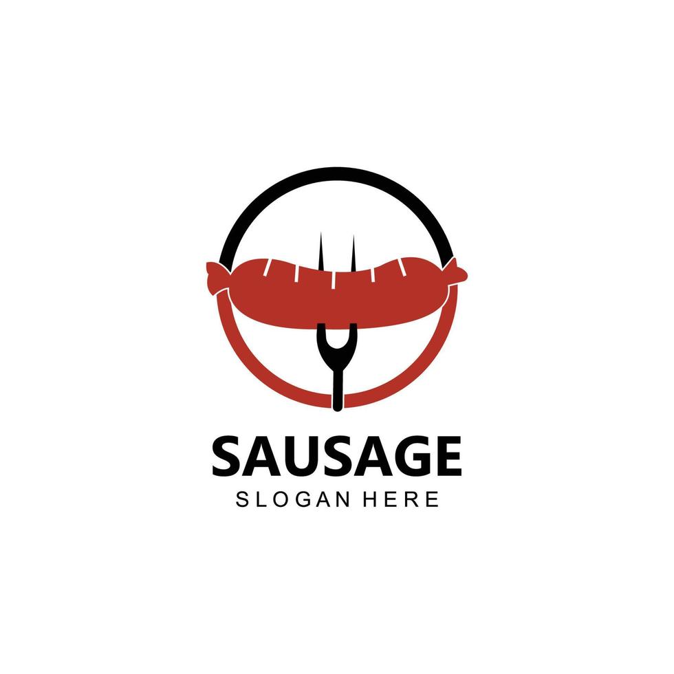 grilled sausage logo vector symbol, barbecue meat, retro concept