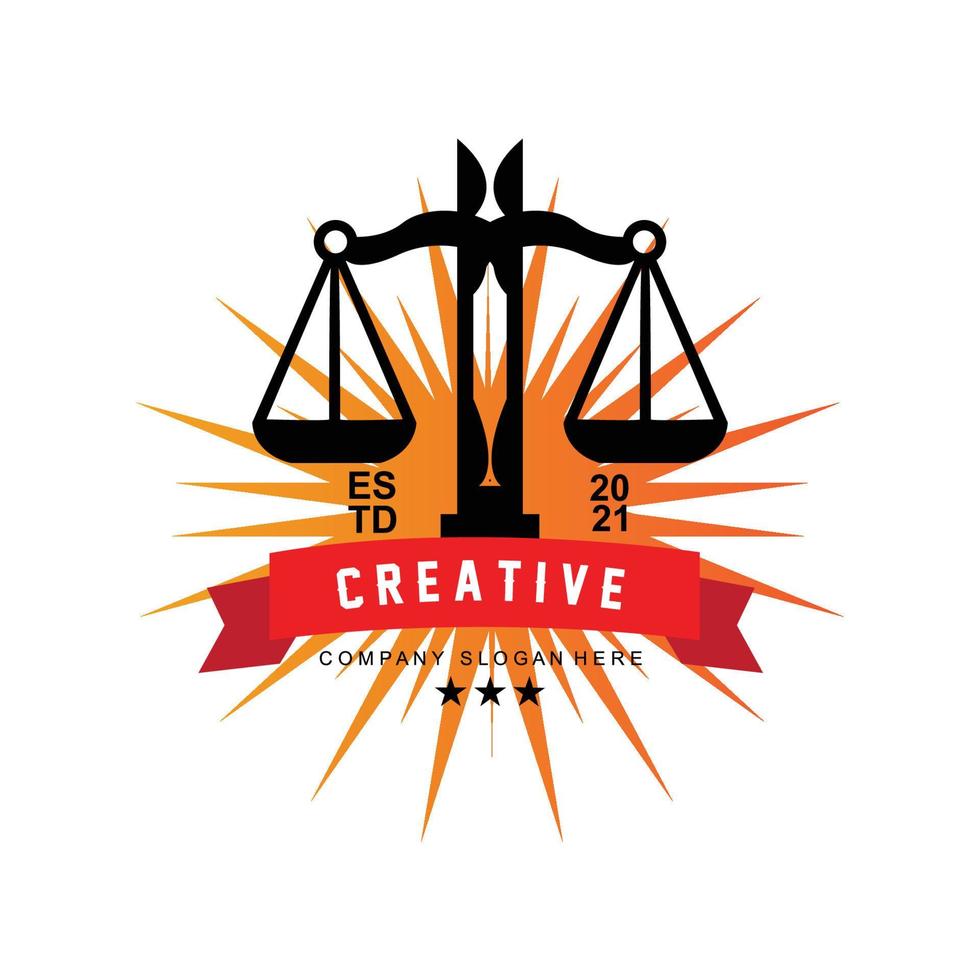 Lawyer or Justice law logo vector design, icon illustration