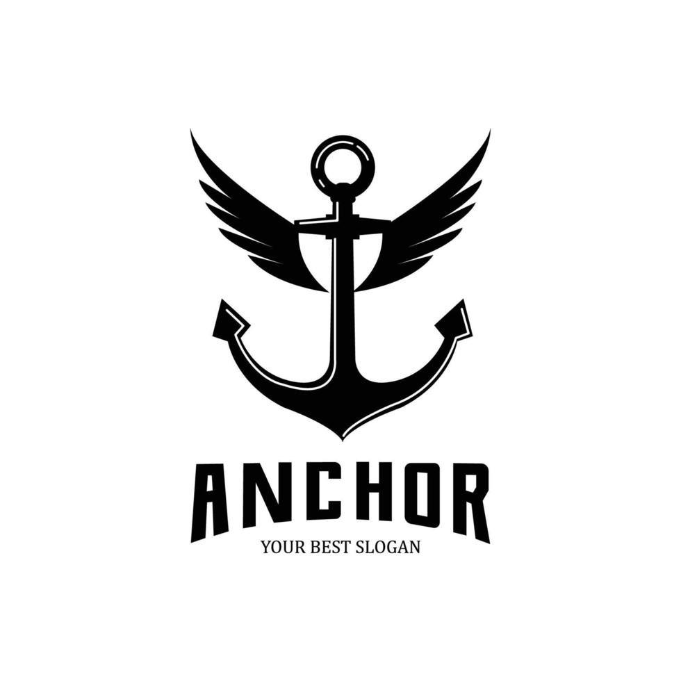 ship anchor logo icon vector, port, retro design illustration vector