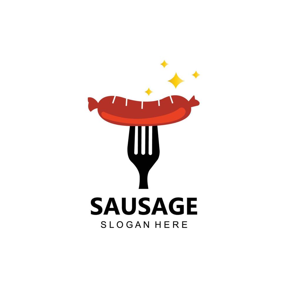 grilled sausage logo vector symbol, barbecue meat, retro concept