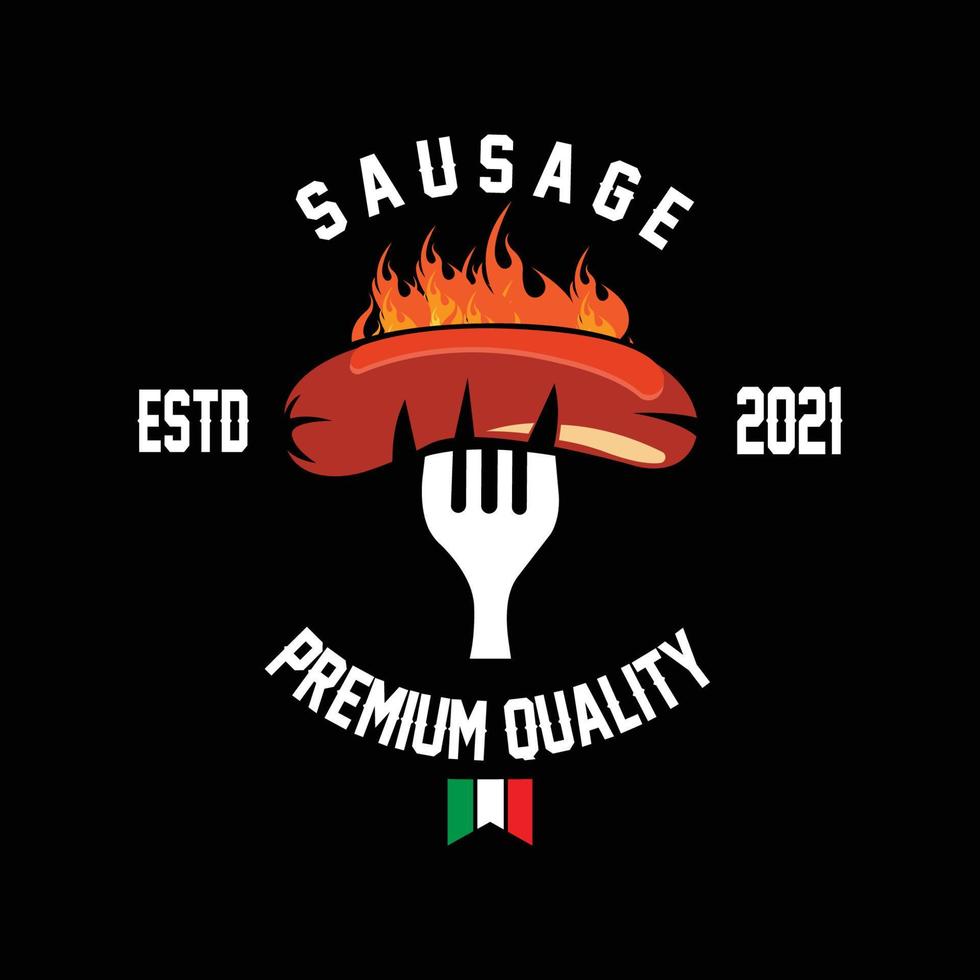 grilled sausage logo vector symbol, barbecue meat, retro concept