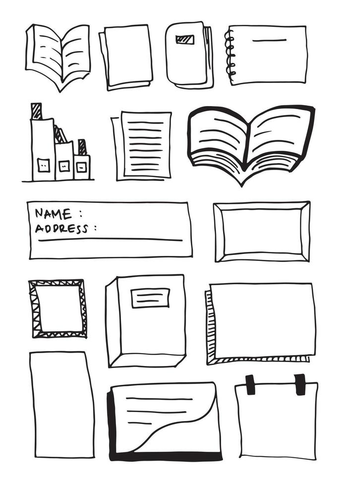 Book set in doodle style suitable for education content on white background. vector
