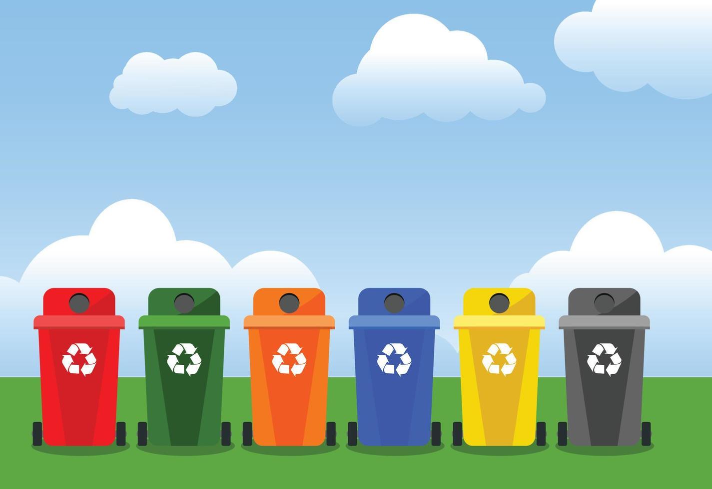 Colorful recycle bins, concept garbage. vector