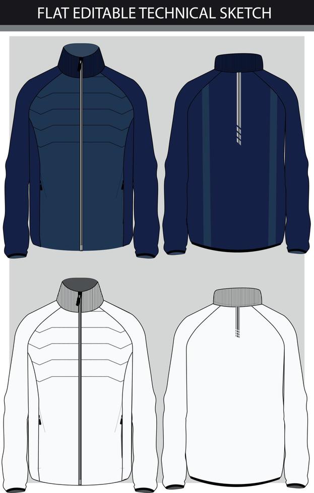 QUILTED JACKET FLAT SKETCH VECTOR