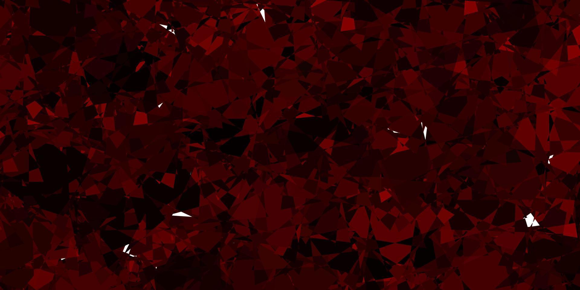 textura de vector rojo oscuro con triángulos al azar.