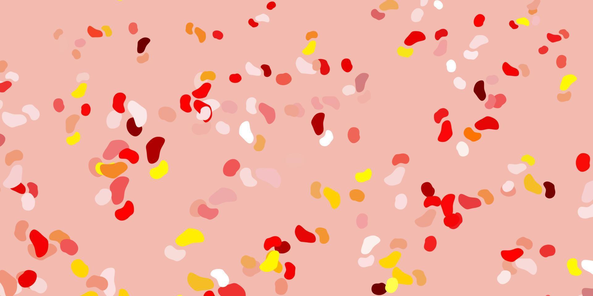 Light red, yellow vector backdrop with chaotic shapes.