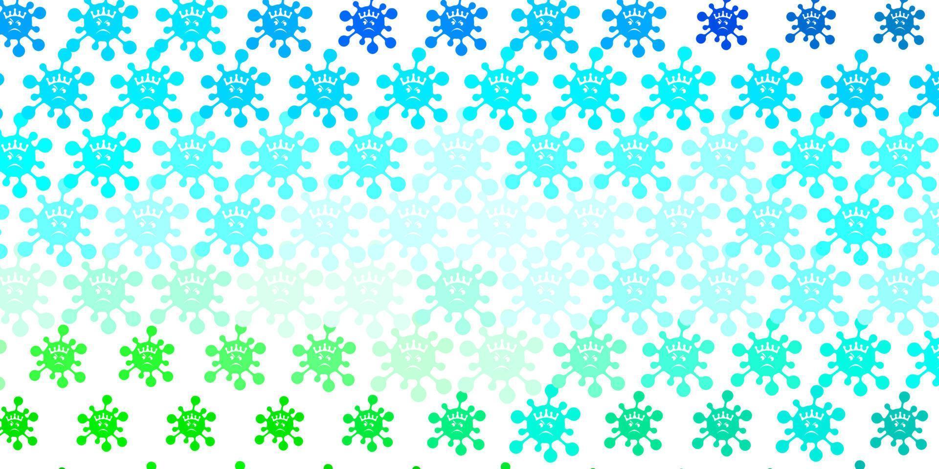 Light Blue, Green vector background with covid-19 symbols.