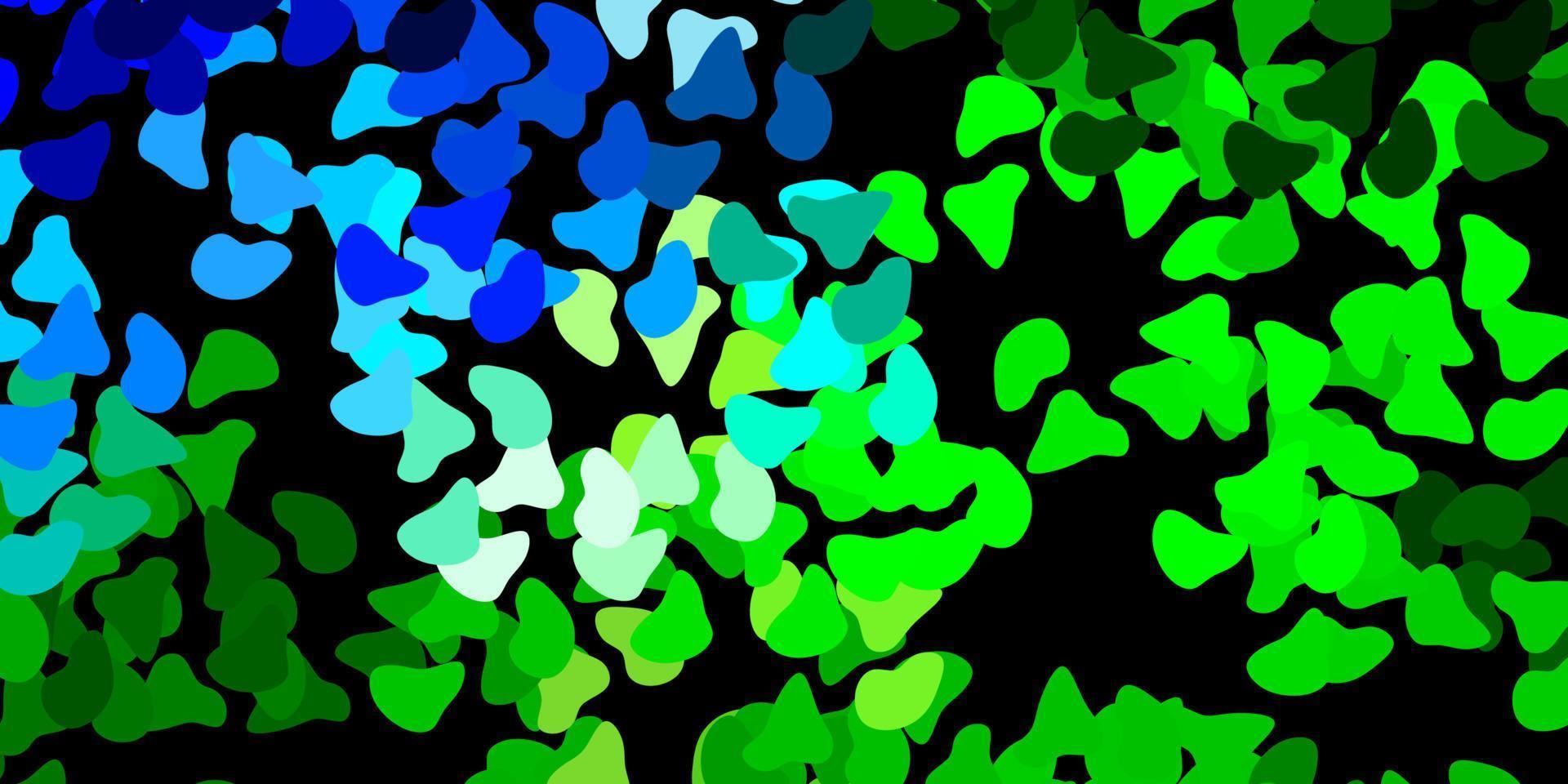 Fondo de vector azul oscuro, verde con formas aleatorias.