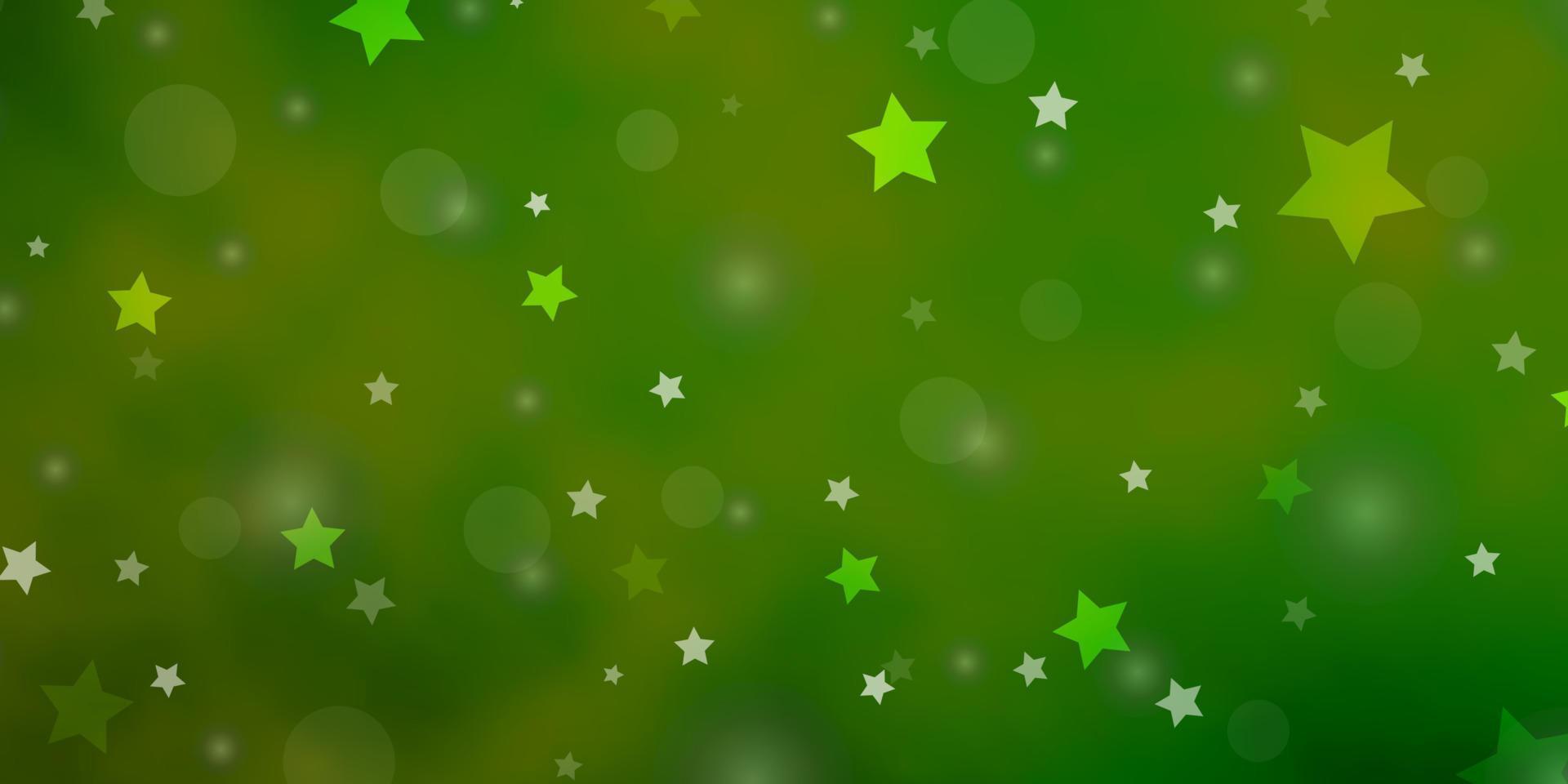 Light Green vector background with circles, stars.