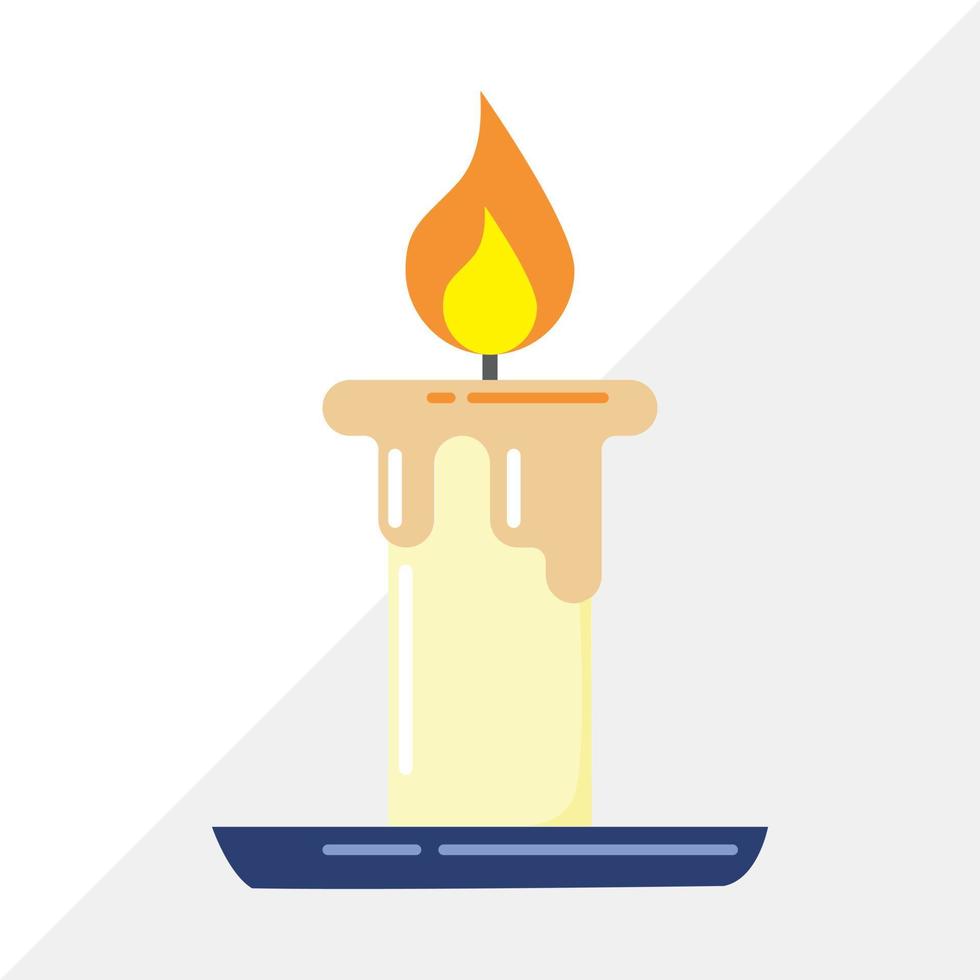 Candle Vector Flat Design  with fire and plate free editable