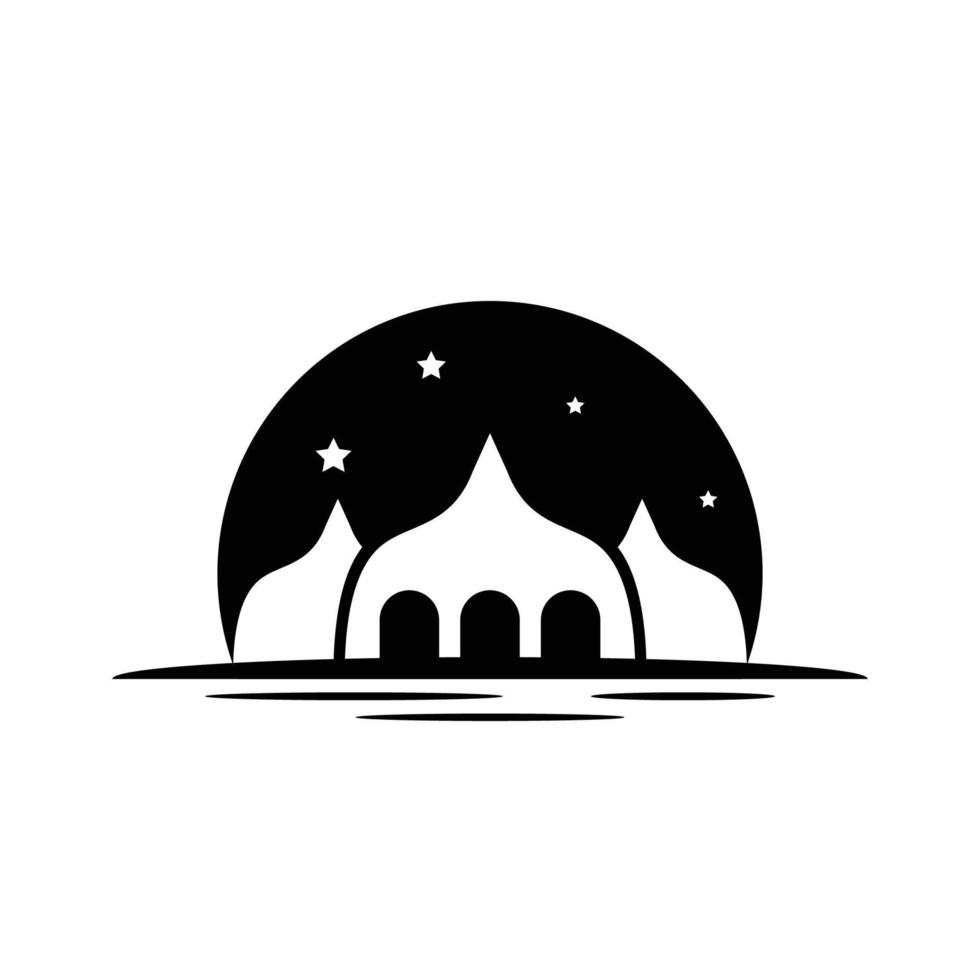 Mosque logo template inspiration. Ramadan logo template in silhouette. Vector illustration