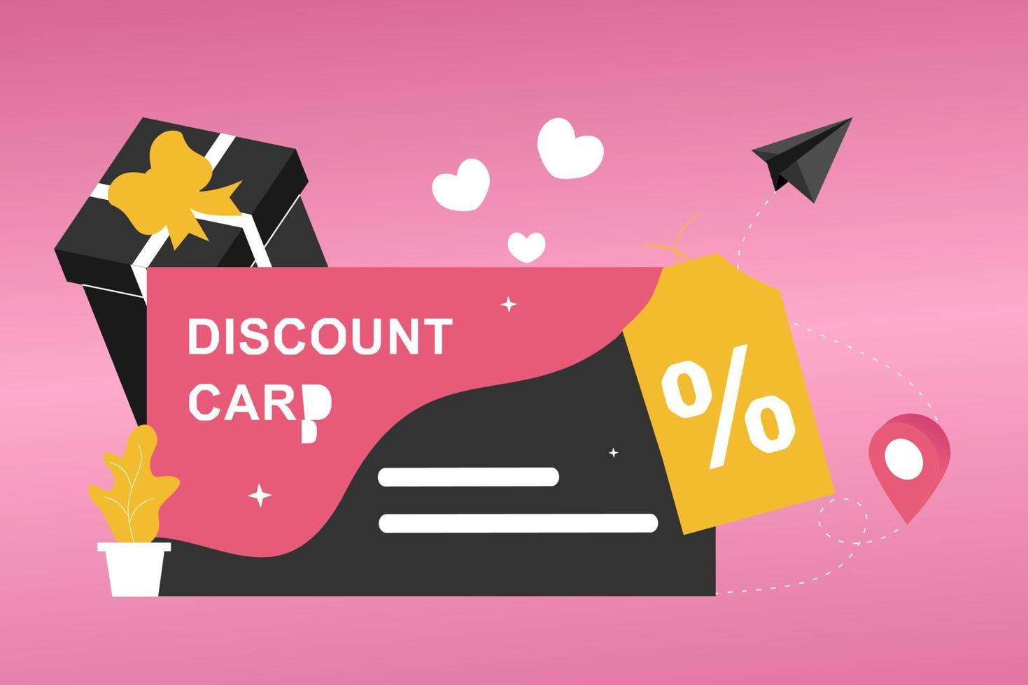 Customers getting discount card, voucher, gift card, coupon, earn points, gift certificate for promotion strategy. 3D Vector illustration template for sale, loyalty program, bonus, promotion concept.