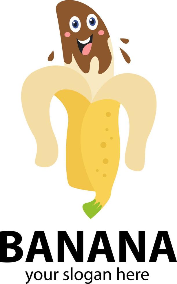 plantilla de logotipo de plátano de cabeza marrón sudoroso abstracto vector