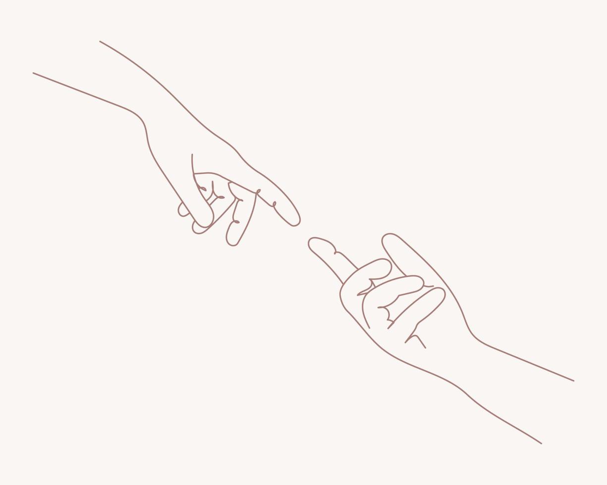 dibujo de arte de línea continua de pareja de manos en un estilo minimalista de moda vector