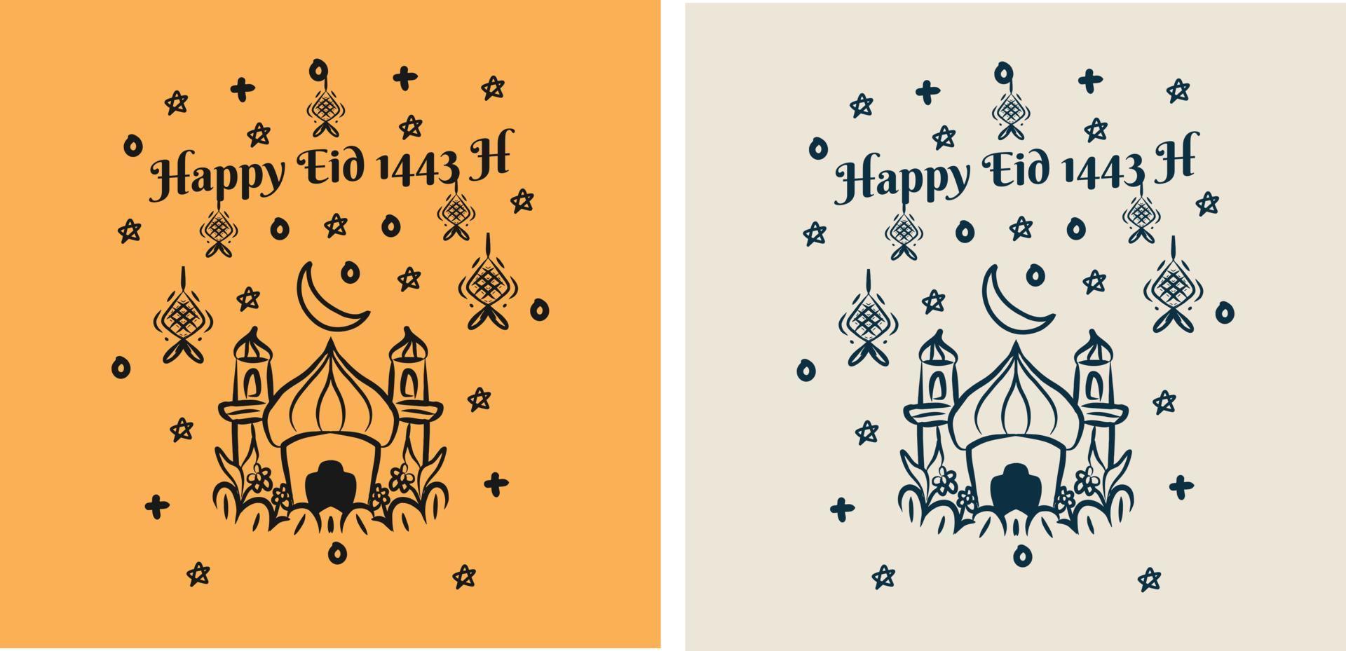 happy eid greeting card vector illustration