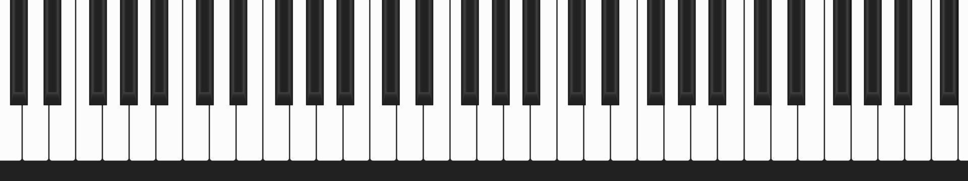 Piano keyboard, row of black and white keys, classical grand notes, vector music illustration