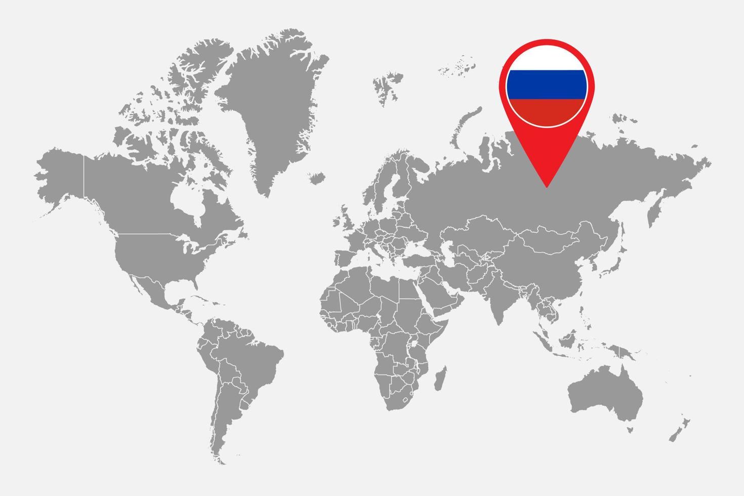 pin mapa con la bandera de rusia en el mundo map.vector ilustración. vector
