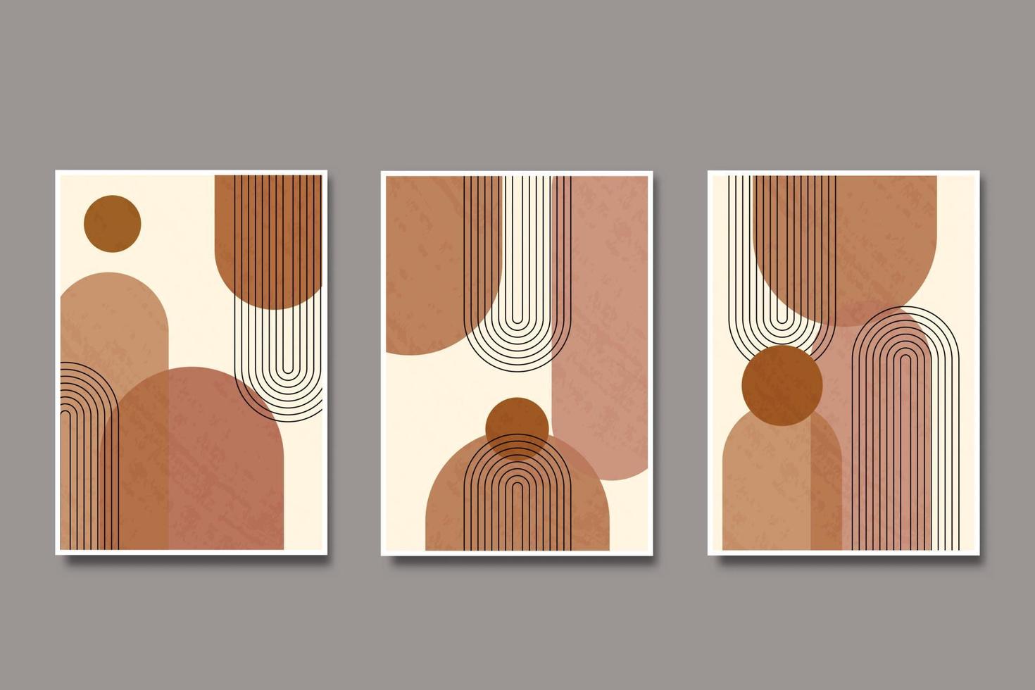 Mid century modern poster minimalist in boho style wall decoration vector