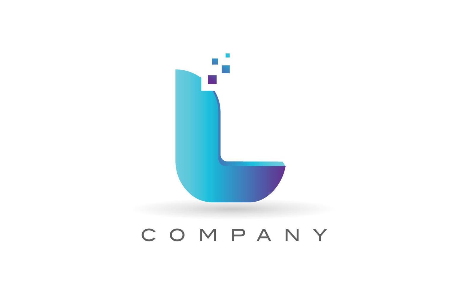 L blue dot alphabet letter logo design. Creative icon template for company and business vector