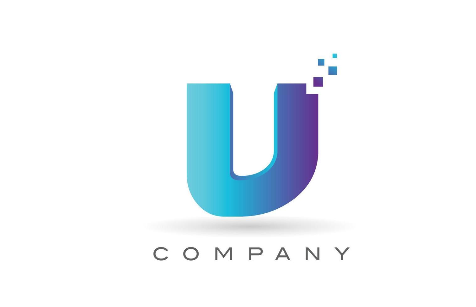 V blue dot alphabet letter logo design. Creative icon template for company and business vector