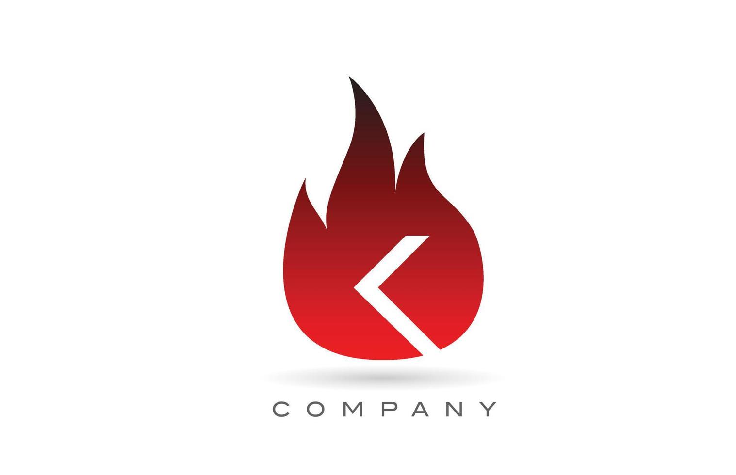 K red fire flames alphabet letter logo design. Creative icon template for business and company vector