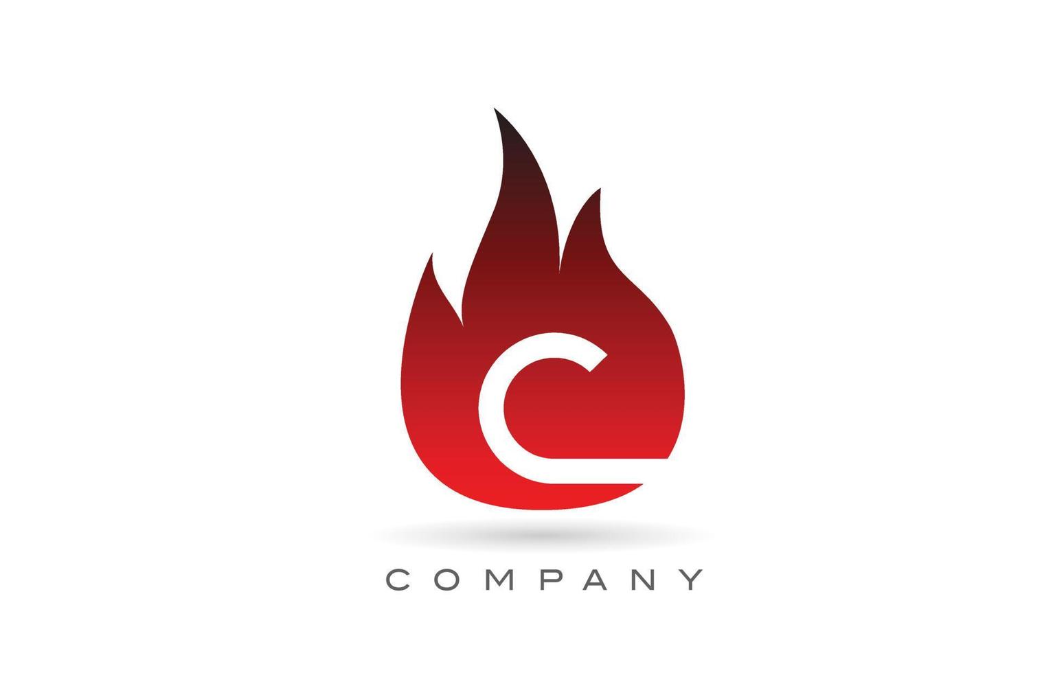 C red fire flames alphabet letter logo design. Creative icon template for business and company vector