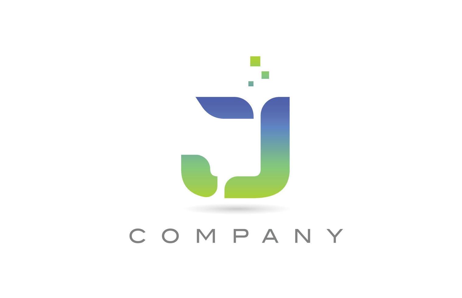 J green alphabet letter logo icon. Creative design template for business and company vector