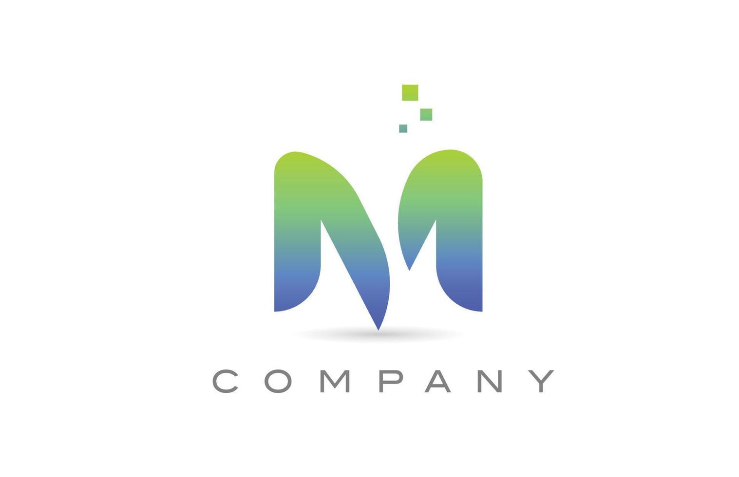 M green alphabet letter logo icon. Creative design template for business and company vector