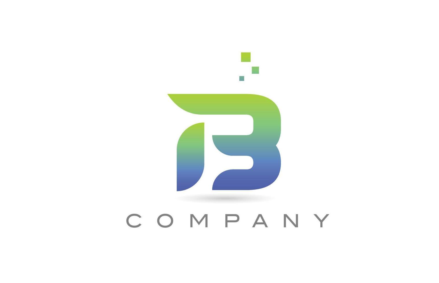 B green alphabet letter logo icon. Creative design template for business and company vector