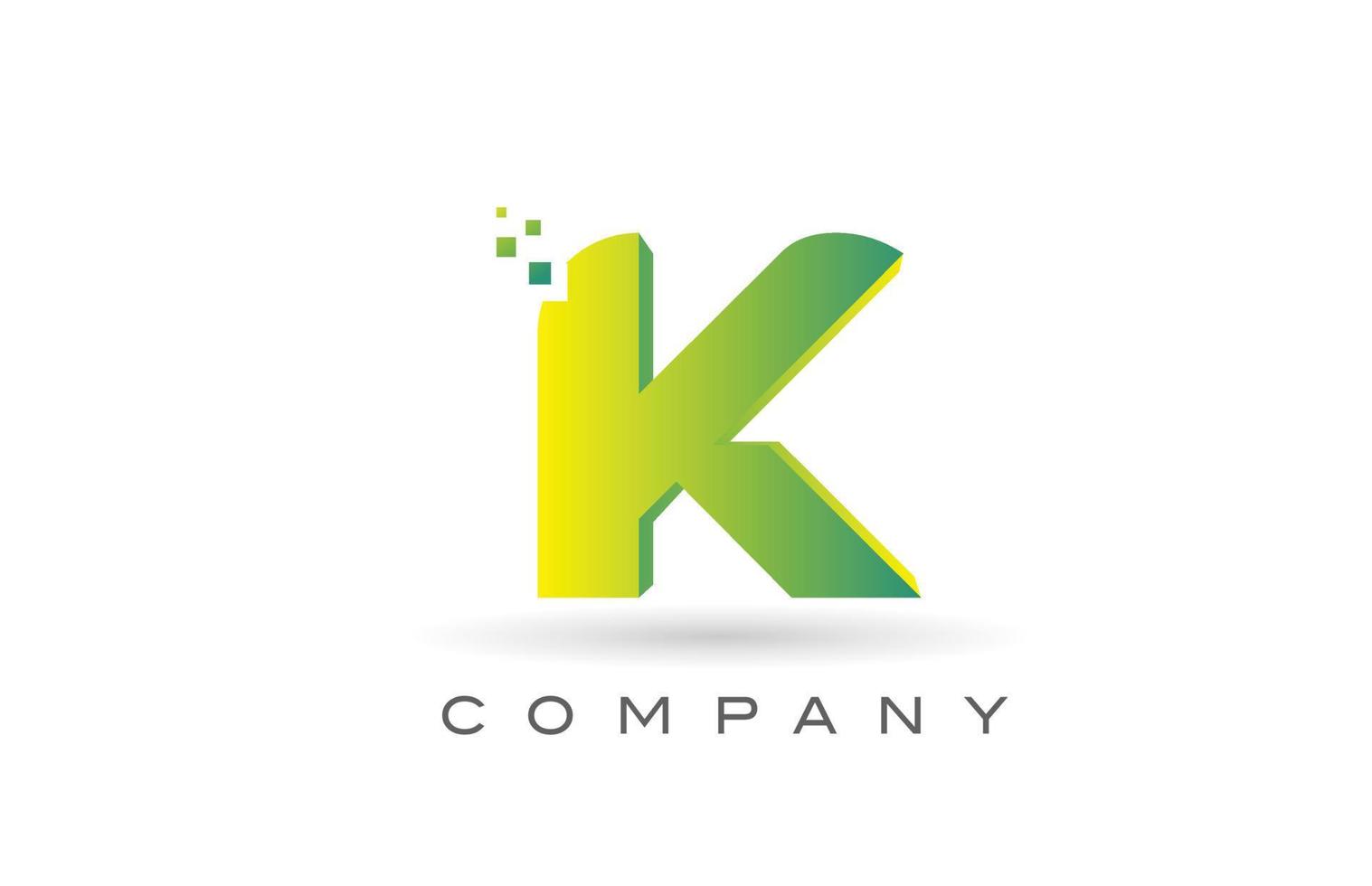 K alphabet letter logo icon design with  green dot. Creative template for company and business vector