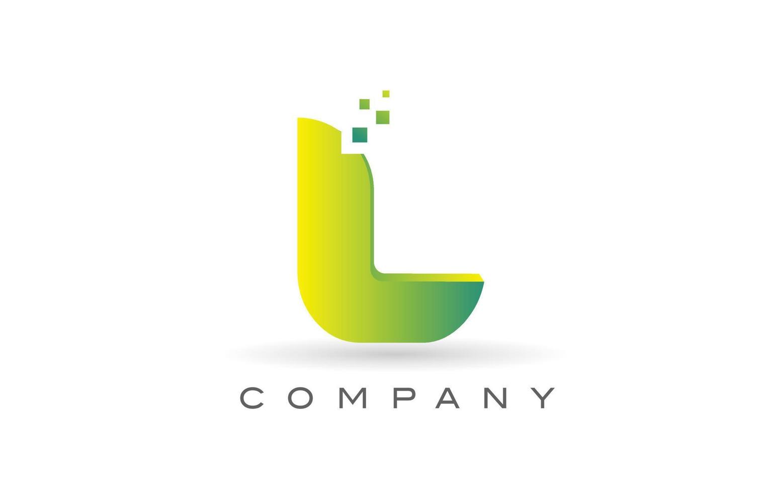 Diseño de icono de logotipo de letra del alfabeto l con punto verde. plantilla creativa para empresa y negocio vector