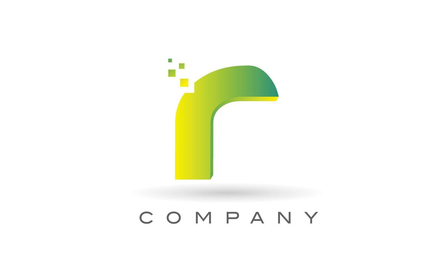 Diseño de icono de logotipo de letra del alfabeto r con punto verde. plantilla creativa para empresa y negocio vector